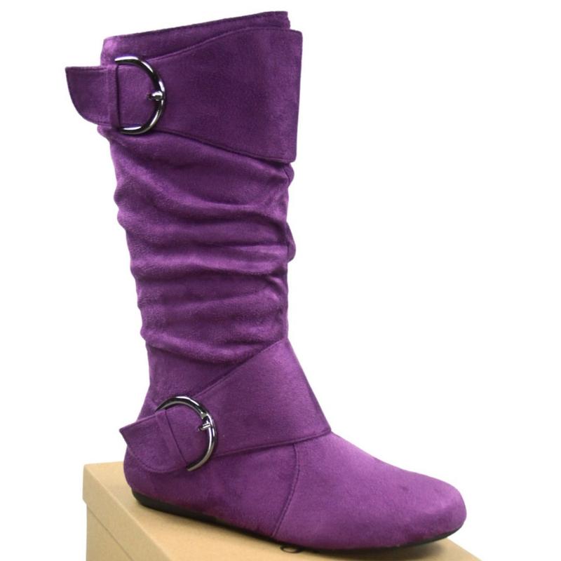 FZ-Fits  Women's Causal Walking Boots with Side Zip and Buckle, Flat Heel, Mid-Calf Height - Footwear