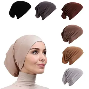 6 Pieces Inner Hijab Caps for Women — Islamic Muslim turban under scarf undercap, soft jersey bonnet, tube cap