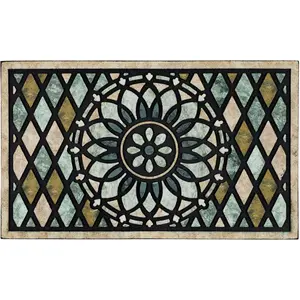 24 x 36 Inch Welcome Flower Front Doormat, Heavy Duty Non Slip Rubber Back Low Profile Door Mat for Home Entrance Outdoor Entry Way Rugs