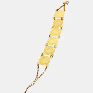 Good Fortune  Gold Look Plated Coin Bracelet, Women's Handmade Jewelry, European And American Fashion Festival Bracelet