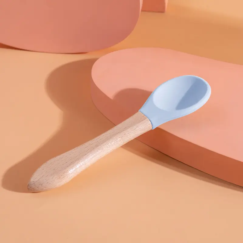 Light blue (silicone spoon with wooden handle)