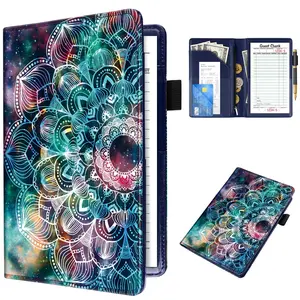 Server Books for Waitress Waiter Leather Guest Book Note Pad with Zipper Money Organizer Wallet Cash Check Bill Receipt Holder Presenter 8x5 inch