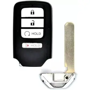 4 Button New Smart Key Shell Case Replacement for Honda Ridgeline 2017 - 2019 + Uncut Key FCC ID: A2C97488400 No Electronics, Battery or Circuit Board are Included