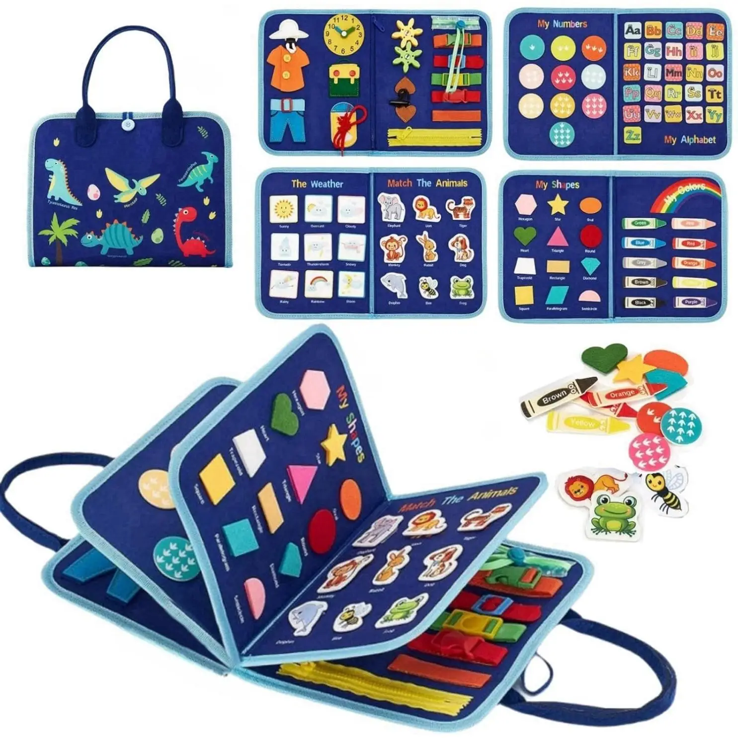 Educational Busy Book Toy, Preschool Learning Activities Toy for Fine Motor Skills, Travel Toy, Funny Birthday Gifts