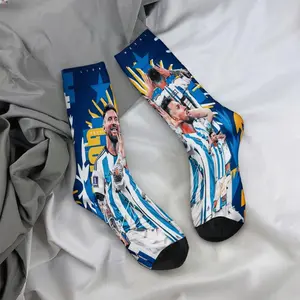 Messi football star poster decorative painting mid-calf socks Soccer Socks casual soft comfort essential for autumn and winter
