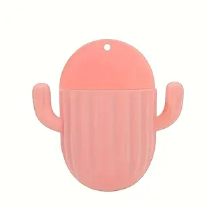 1PC Cactus Shaped Bathroom Storage Box | Wall Mounted Cosmetic Organizer & Toothbrush Holder | Multifunctional Vanity Countertop Tidy Rack for Makeup, Skincare & Desk | Cute Space Saver for Girls, Dorm & Apartment