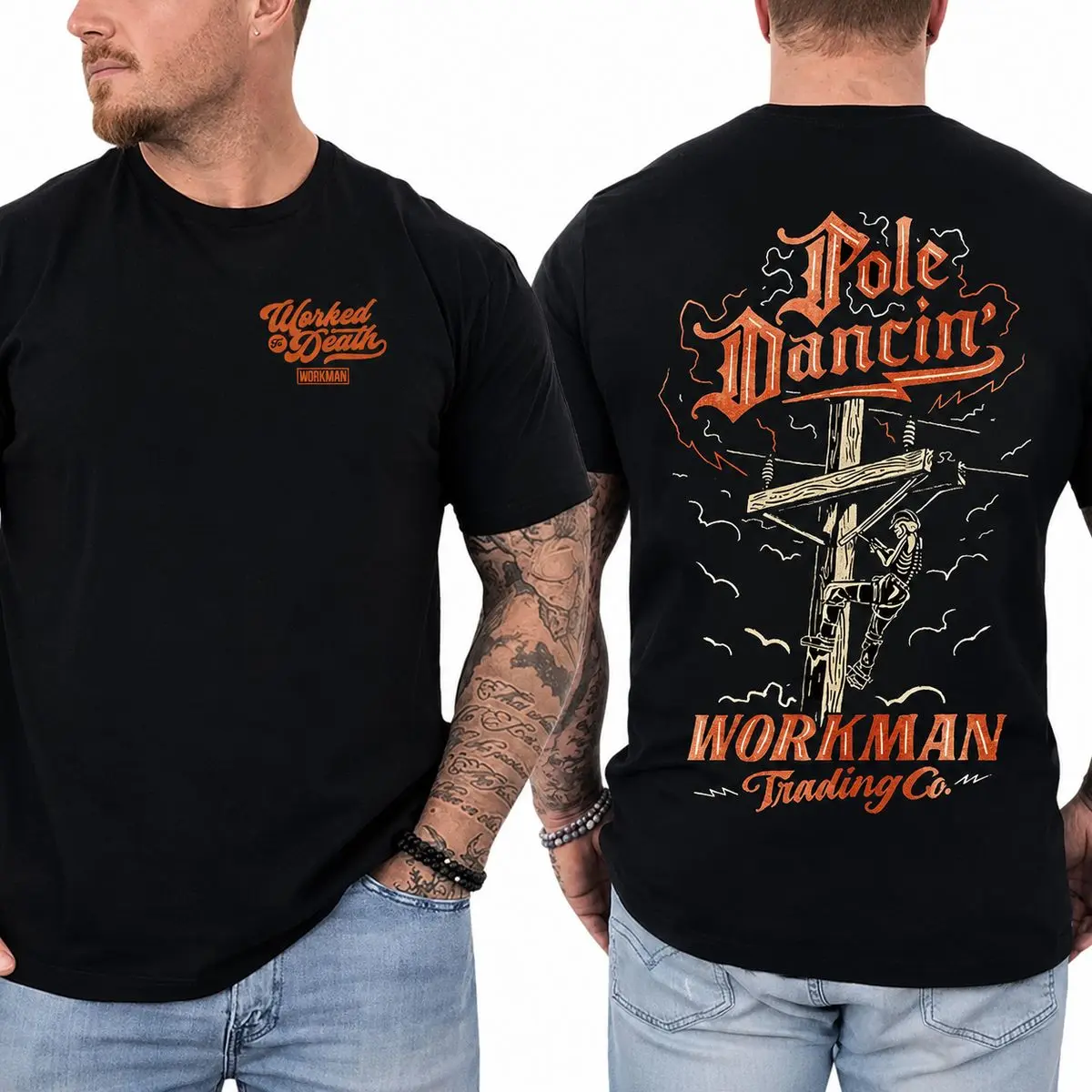 Utility Lineman Shirt Vintage Electrical Worker Graphic Tee Blue Collar Gift For Men, Unisex Casual Graphic T-Shirts