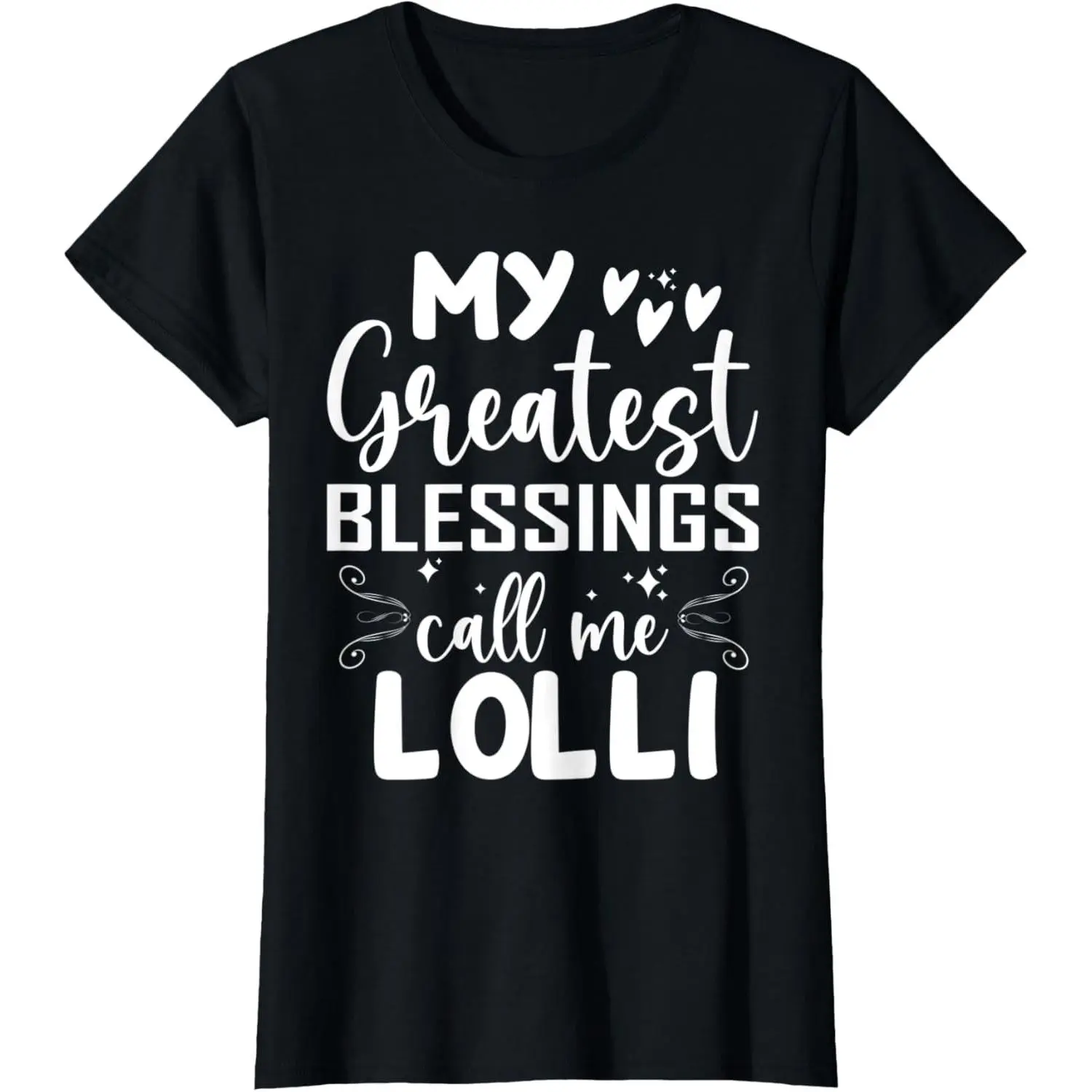 My Greatest Blessings Call Me Lolli Graphic T-Shirt for Women, 100% Cotton Shortsleeve Everyday Top with a Round Neck