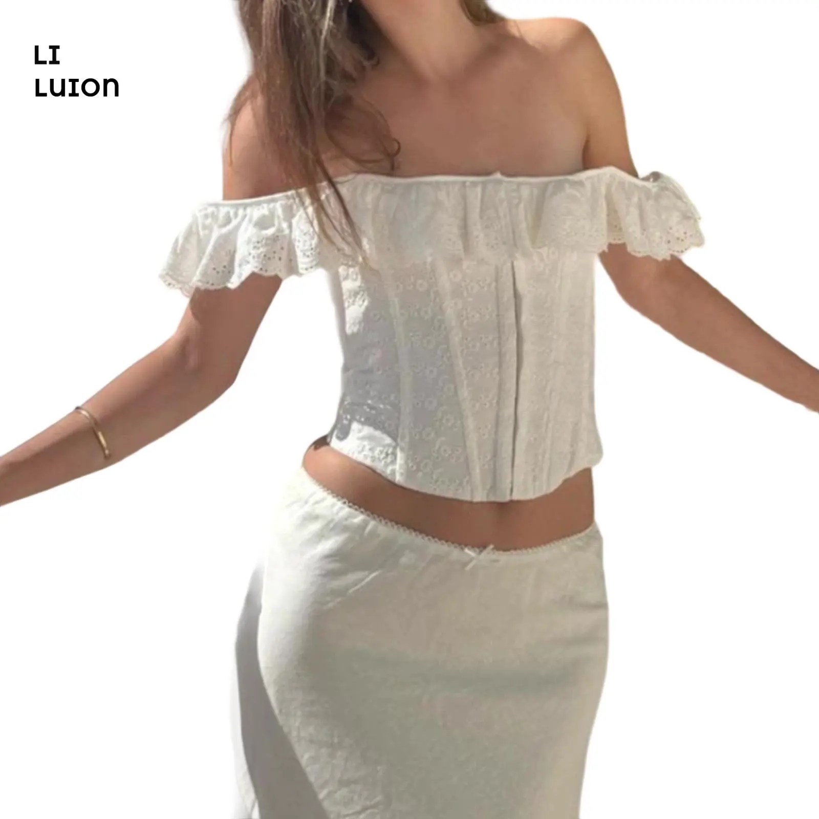 Womens Off Shoulder Push Up Bustier CorsetFit Bustier Shapewear LingerieFit Tie Up Corset Top Outerwear