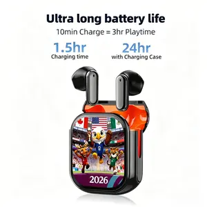 In ear Bluetooth 6.0 wireless earphones, LED display screen, high fidelity sound system, waterproof design, built-in microphone, suitable for phones, offices, sports