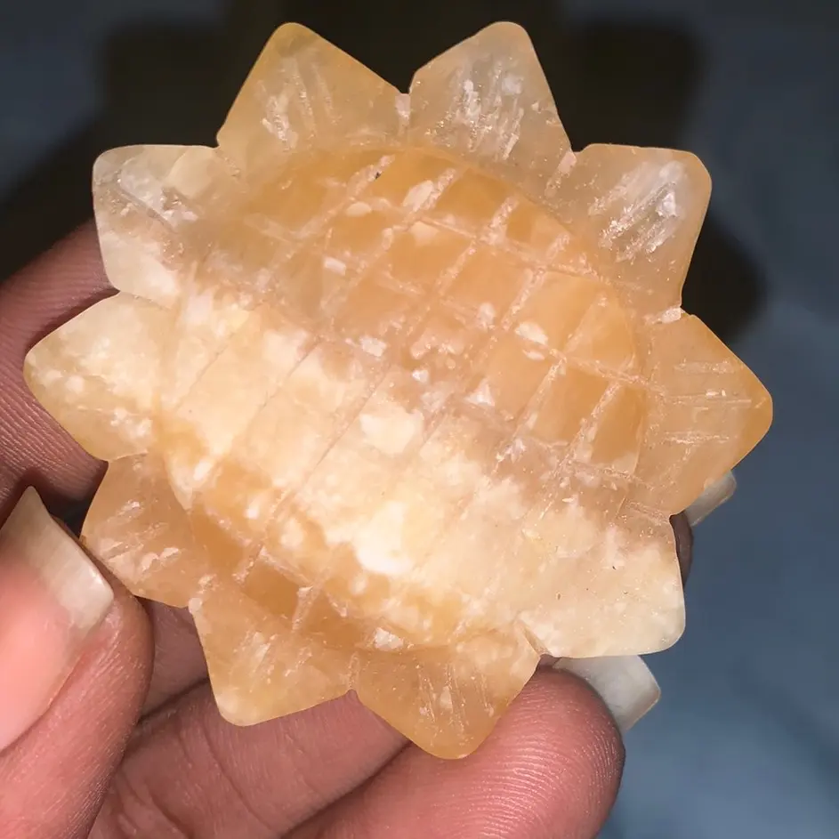 Natural Orange Calcite Crystal Sunflower