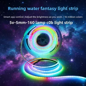 5V 5mm RGB LED Strip Lights 2812 Single Point Control 160 LEDs IP65 Waterproof for Gaming Room Home Decoration Outdoor Party Lighting