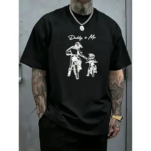 Daddy + Me Motocross Silhouette Tee, Cool Father Son Biker Shirt, Matching Family Dirt Bike Outfit Father and Kid Dirt Bike Matching Tee, Daddy and Me Motocross Graphic T-Shirt