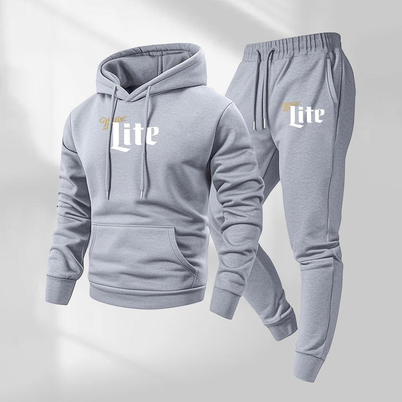 Men's printed hooded sweatshirt and drawstring sweatpants set, men's clothing, casual long-sleeved hooded jacket and trousers, suitable for autumn and winter wear, men's everyday casual wear, indoor and outdoor sportswear, tracksuit.