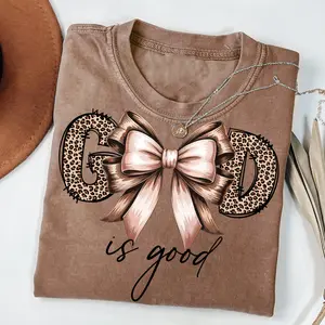 God Is Good Leopard Print Shirt - Christian Sublimation Design Graphic Tee, Bible Verse Girly Outfits Top Womenswear, Her Gift
