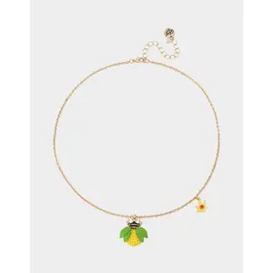 Betsey Johnson BEE FLOWER SHORT PENDANT NECKLACE YELLOW