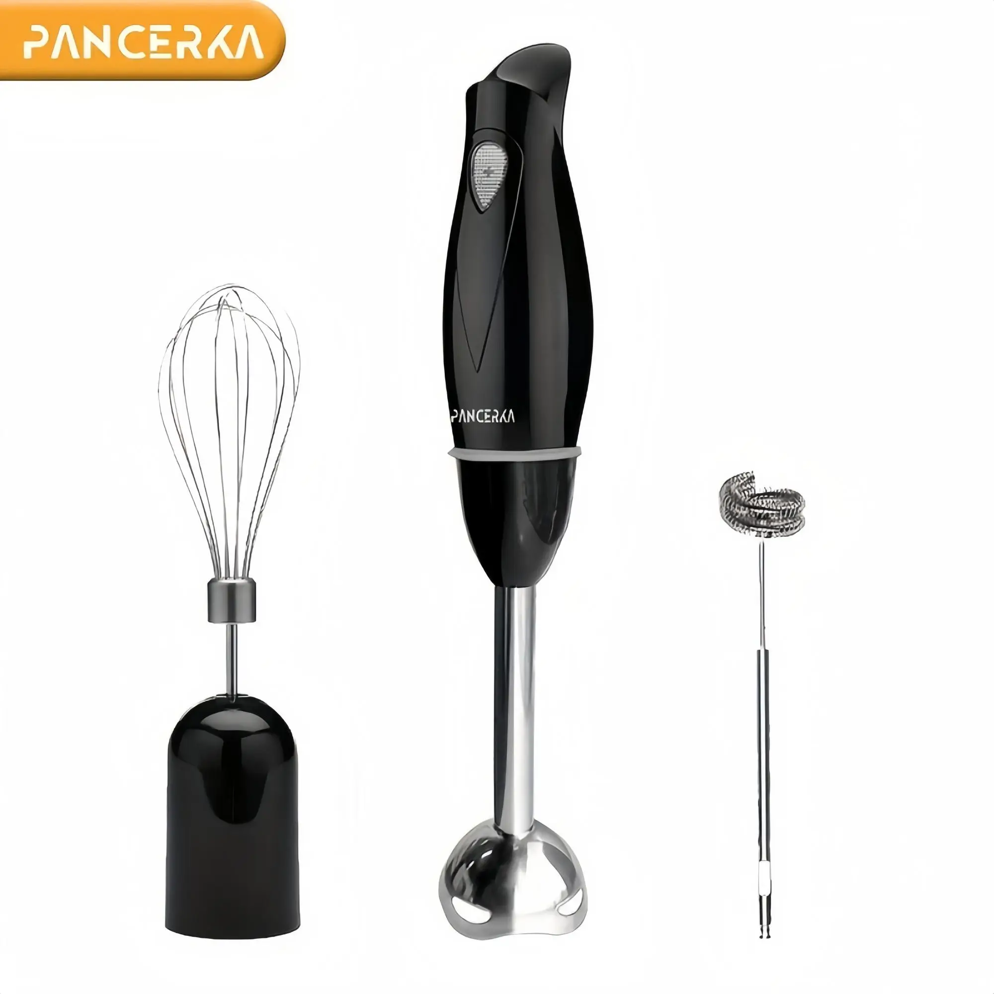 PANCERKA Multifunctional Hand Blender, 1 Count Electric Cooking Bar with Whisk & Milk Frother Attachment, Household Kitchen Appliances for Whisking, S