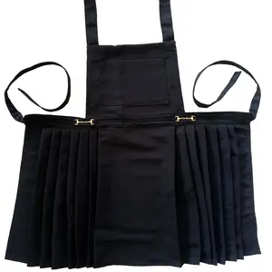 Women's Work Apron with Adjustable Shoulder Straps, Metal Accessories, Pleated Design, Suitable for Hotels, Restaurants, Beauty Salons, Pet Grooming Shops, Kitchen Cooking Aprons
