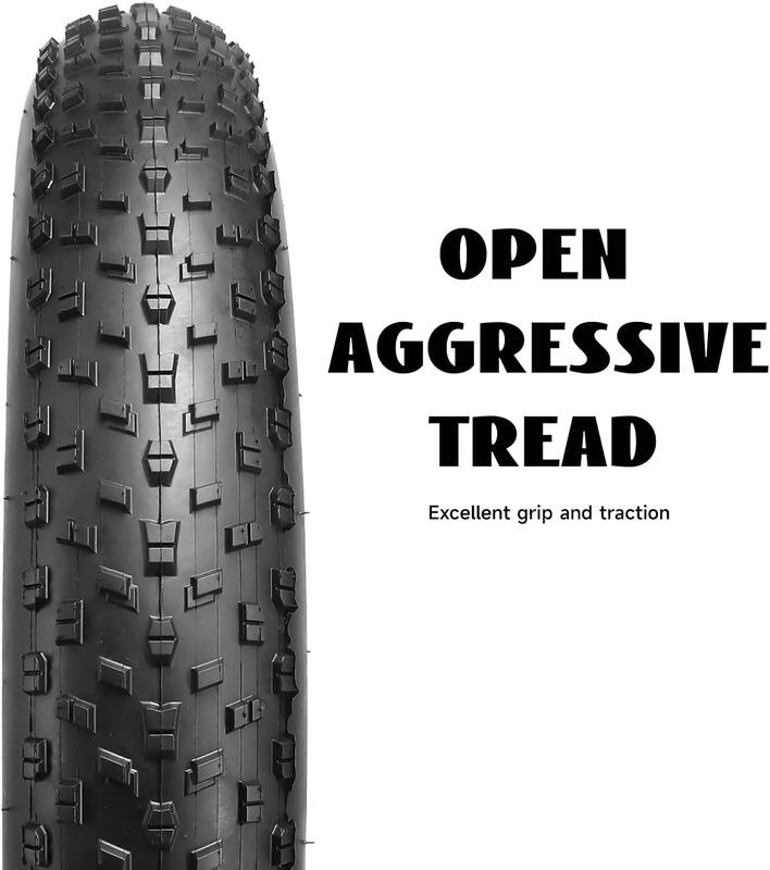 Hycline Fat Bike Replacement Tire: 20x4.0/26x4.0 Inch High-Performance Wear-Resistant Folding MTB Bicycle Tires, All-Terrain High-Density for Street or Trail Riding