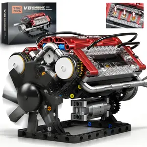 TOKMOC 588 Pieces V8 Engine Building Blocks Sets, STEM Educational V8 Engine Toy Model Kit – Motorized with Moving Components, Crankshaft & Rotating Fan, for Car Enthusiasts Collectors,for Aged 12 And Above