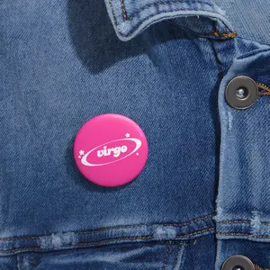 virgo (white) button (hot pink)