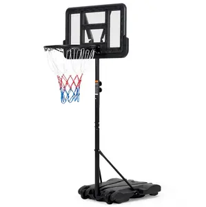 Gaomon Height-Adjustable 10FT Portable Basketball Hoop Exercise Equipment - Steel Frame, PC Backboard, 5-7ft Range, Sturdy Water/Sand Base, Indoor-Outdoor Use, Portable Setup for Kids (Backyard, Driveway)