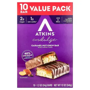 Atkins Endulge™, Caramel Nut Chew Bar, 10 Bars, 1.2 oz (34 g) Each