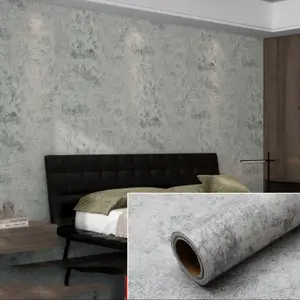 Self-Adhesive Bedroom Wall Sticker, Cement Texture Design, Durable Surface Protector, Easy Installation, Ideal for Home Hotel Dormitory, Self Adhesive Wallpaper