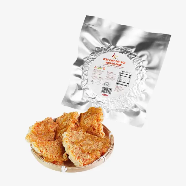 Vegan Crunchy Scorched Rice Grain Snack with Chicken Floss, Non-Fried Healthy Crispy Crunchy Spicy Snacks, Pantry-Stored Packaged Pantry Food, Crispy Crunchy Snacks