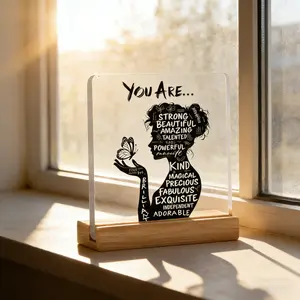 Acrylic Desktop Decoration Plate, Acrylic Plaque Sign, Positive Energy Motivational Acrylic Sign, 2D Flat Printing Design, Protective Film Included, Office & Home Decor Gift