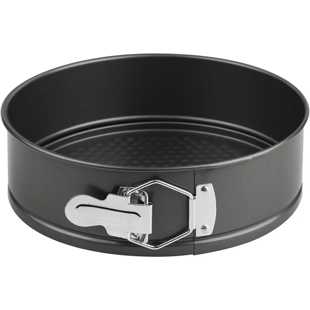 9" Sturdy Nonstick Springform Coffee Tin - Classic Round Baking Mold with Removable Bottom for Cheesecake, Pie, Matte Black Kitchen Bakeware Accessory