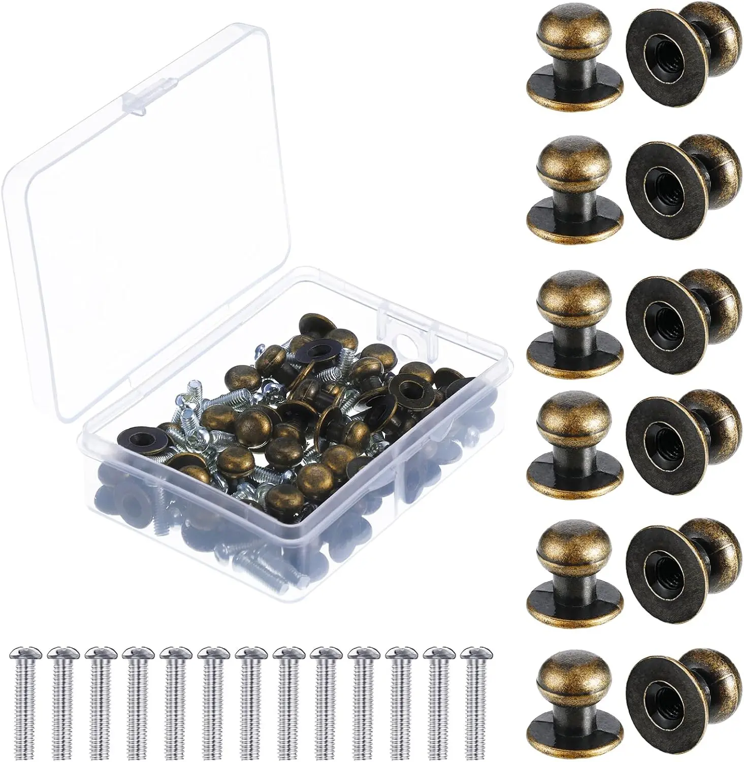 Ripeng 36 Pieces Mini round Head Knobs Vintage Antique Drawer Metal round Head Pull Handle Knobs with Screws for Wood Case Drawer Cabinets 0.47 X 0.43 Inch(Bronze)