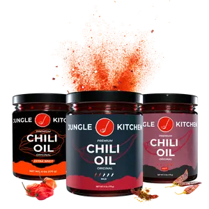 Jungle Kitchen Crunchy Garlic Chili Oil 6oz Vegan & Gluten-Free - Handcrafted Small-Batch Oil for Meats, Stir Fry, Vegetables, No MSG, No Sunflower - Taffy, Flavor Sauce Dip Perfume