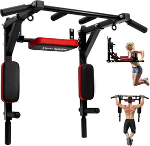 Yes4All Multifunctional Wall Mounted Pull up Bar Chin up Bar Dip Station for Ho