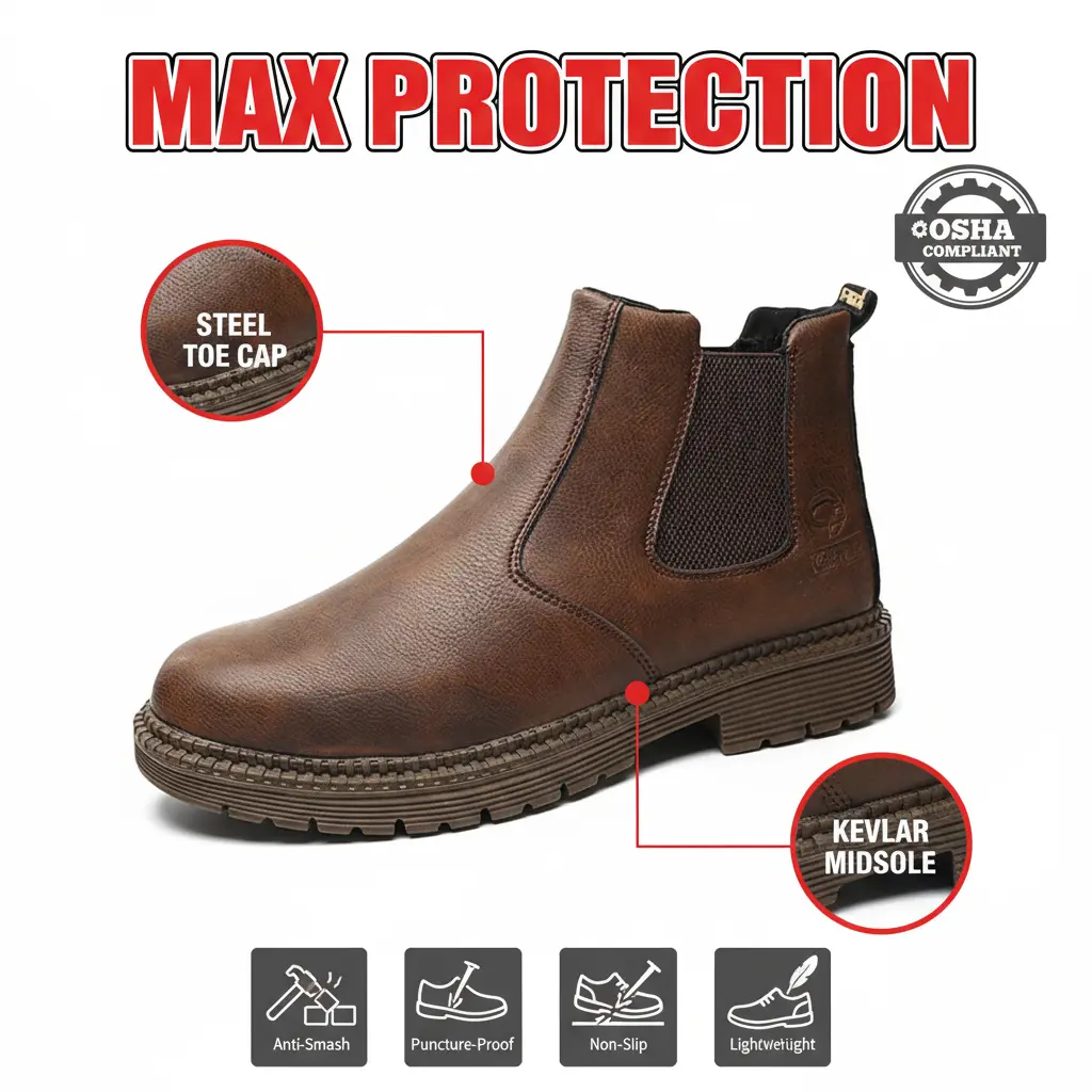 Chic Work Shoes for Unisex Adults, Slip-on Round Toe Fabric Clogs for Kitchen Chef, Waterproof and Puncture-Proof with Anti-Slip Sole, Synthetic, Plain, Solid