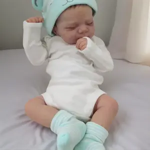 TopLink 48cm 19inch Soft Vinyl Reborn Baby Girl Doll with 3D-Paint Skin & Visible Veins Realistic Sleeping Newborn Bathe Toy for Children Birthday Gift Reborndoll Soft Cuddly Gift Doll Accessories