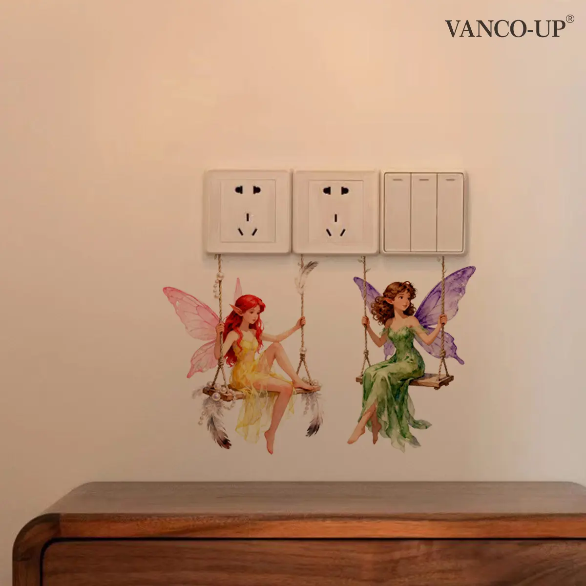 (15*20cm) butterfly fairy swing 2D flat wall sticker, switch sticker, home decoration self-adhesive wall sticker, Adhesive Stickers, Decorative Stickers, Wall Decal, M20706-NC