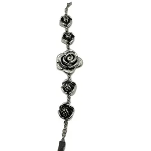 Silver rose bracelet