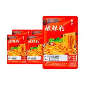YUANXIAN Authentic Sichuan Sour and Spicy Noodles - Instant Sweet Potato Noodles for Late Night Snacks, 5 Packs (276g Each) - Spicy & Flavorful Chinese Food