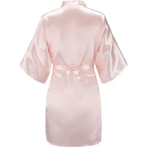 Women's One Size Silver Rhinestones Bride Bridesmaid Short Satin Robes for Wedding Party Getting Ready Womenswear  Acid Blue Basic Gowns Loungewear Casual Bathrobe