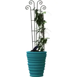 212 MAIN 48x16 in. Western Cedar Wave Pot Garden Trellis, Green, Outdoor, with Replaceable Net