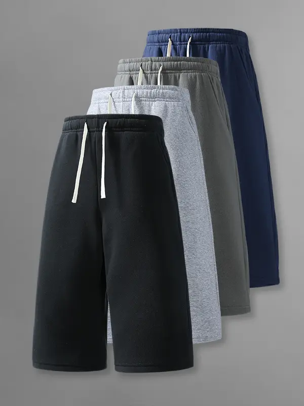 4-pack summer straight men’s athletic shorts with a drawstring waist and cargo pockets; soft and breathable—ideal for everyday workouts.