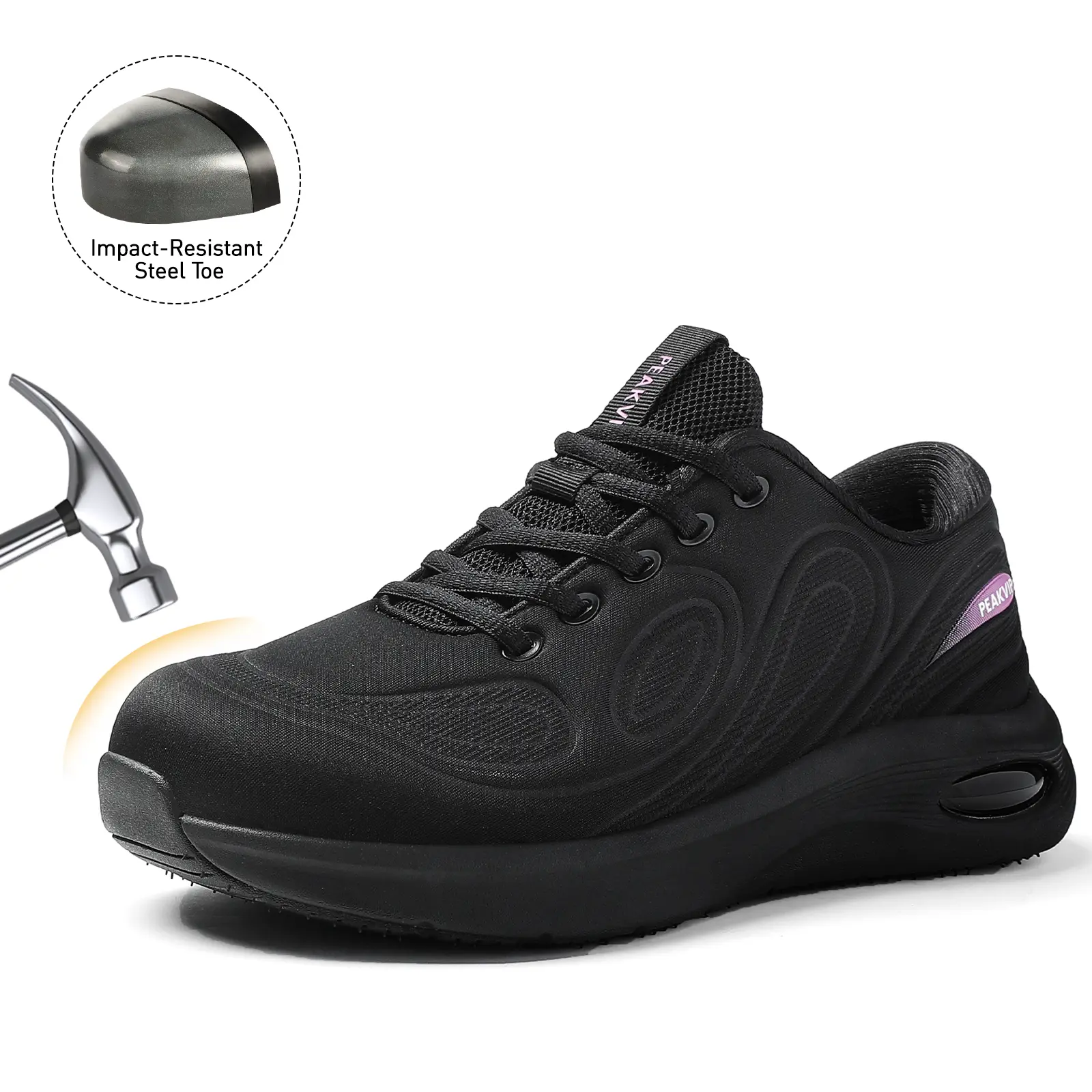 Women’s Wide Toe Steel Toe Work Shoes – Lightweight, Slip-Resistant, Water-Resistant Safety Sneakers