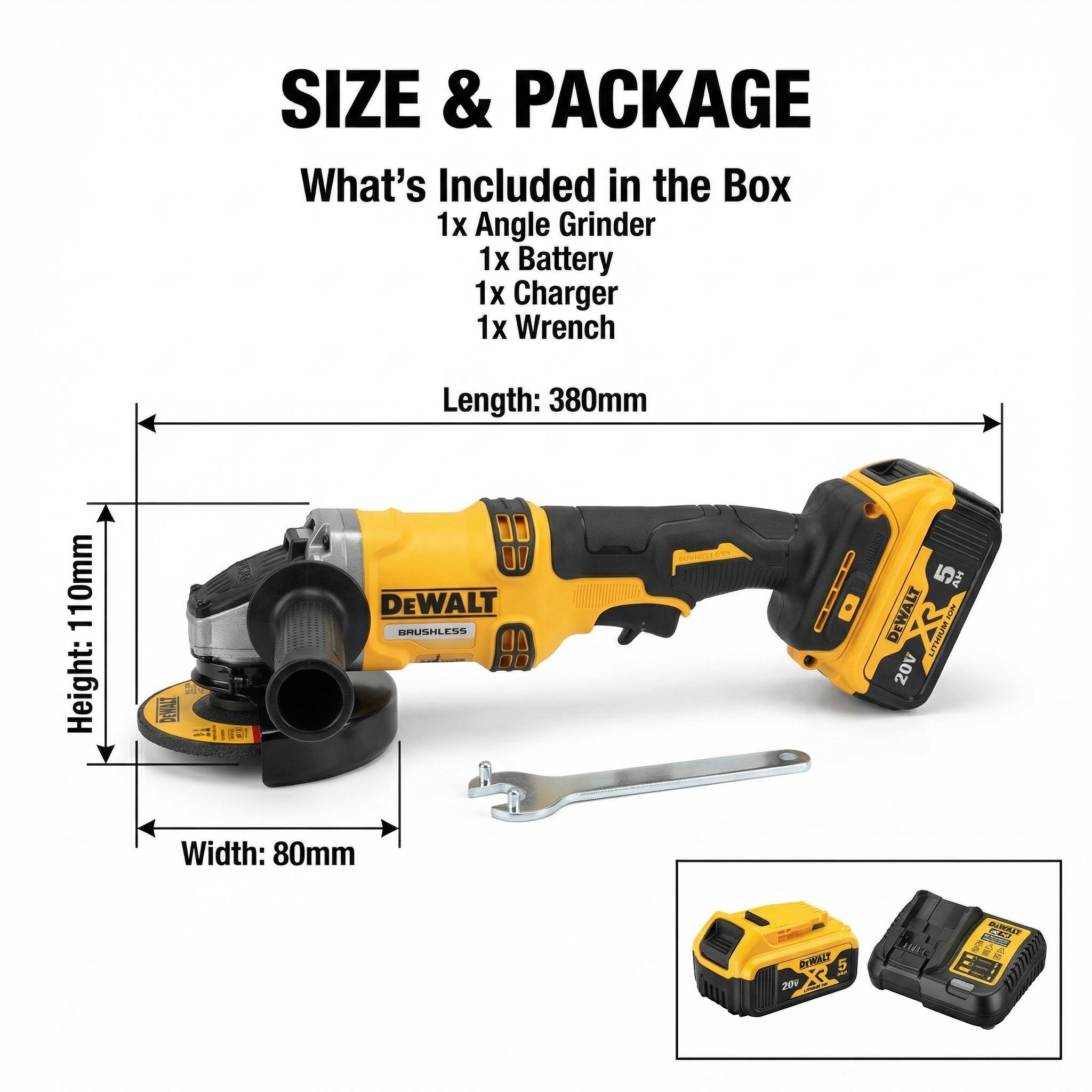 DeWalt DCG405-125 20V Angle Grinder With M14 Spindle For Metal Cutting And Grinding