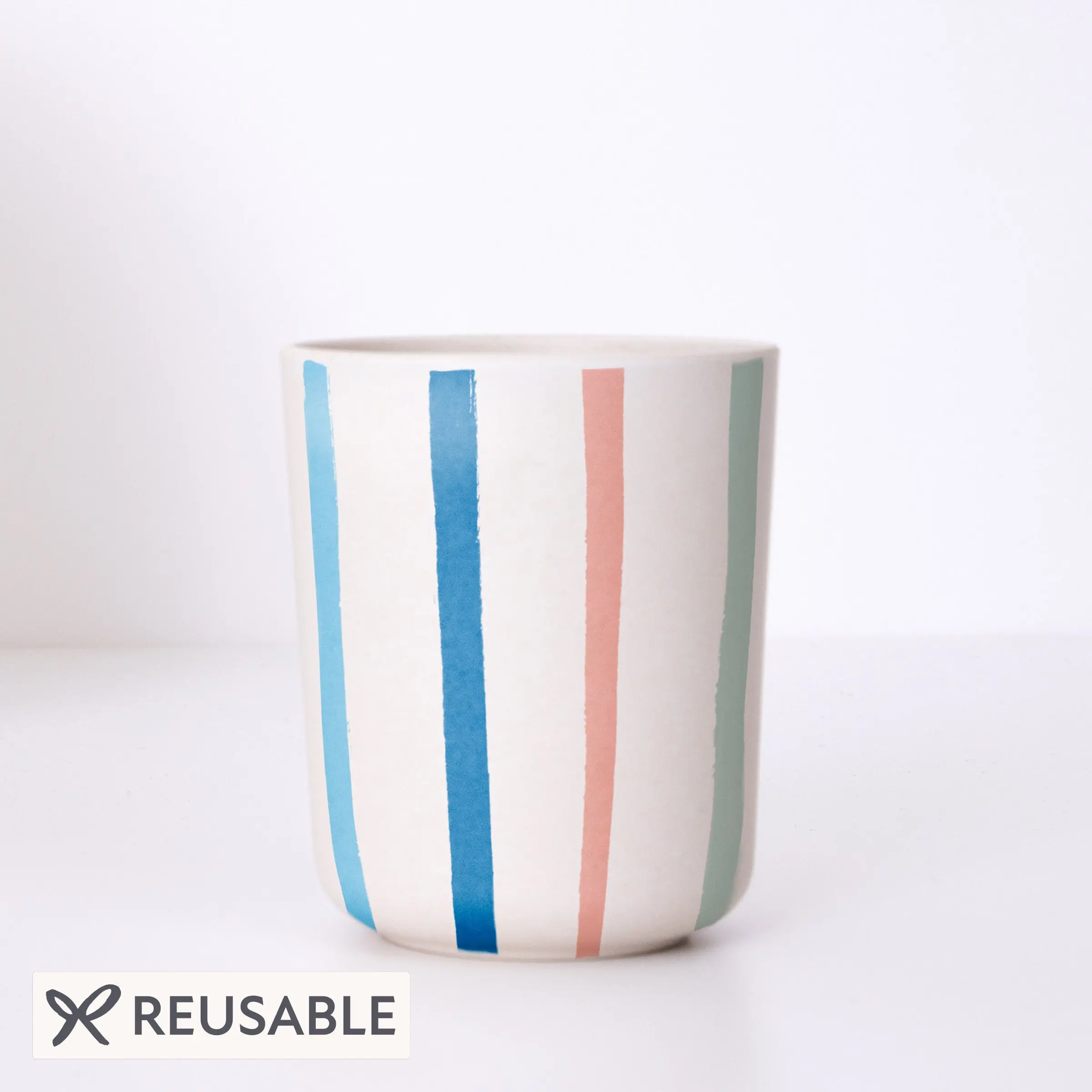 Bright Stripe Reusable Bamboo Cups (x 6)