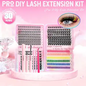 Lash Extensions Gift Set, 1 Set DIY Eyelash Extensions Includes Natural to Thick Styles, Color lash Clusters，Self Grafting Curl Cluster Lashes Kit, Volume False Eyelashes for Eye Makeup Enhancement, Individual False Eyelashes