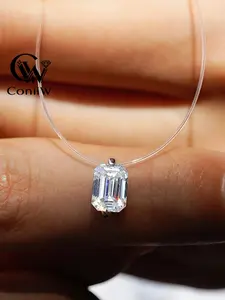 925 Silver Moissanite Necklace, 1 Carat Classic Casual Fashion, High-Quality Invisible Fishline, Perfect for Daily Wear and Weddings