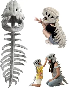 Dinosaur Skeleton Costume – 3D Spinosaurus Skull Mask & Plush Spine for Halloween, Cosplay & Dress-Up Play