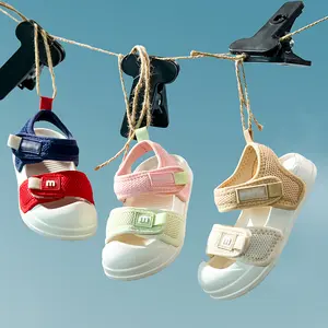 Cheerful Mario kids' Color Block Beach Sandals | Hook & Loop | EVA Upper & Sole | Toddler & Little Kids (1-6Y)