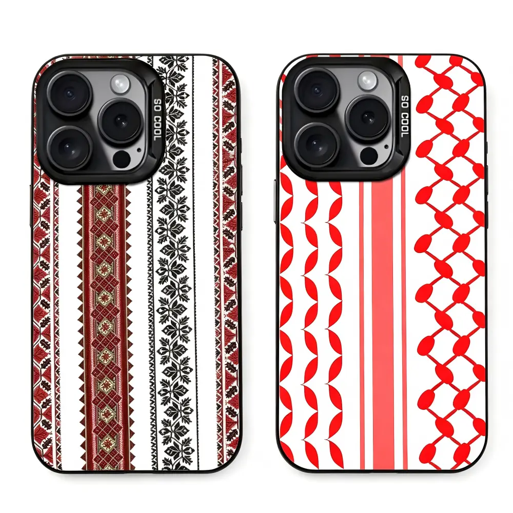 P-Palestine H-Hattah K-Keffiyeh Pattern Phone Cases For iPhone 17 Promax Pro Air 16 Plus 15 14 13 12 11 Black IMD Mattle Shockproof Dustproof Protective Cover Shells